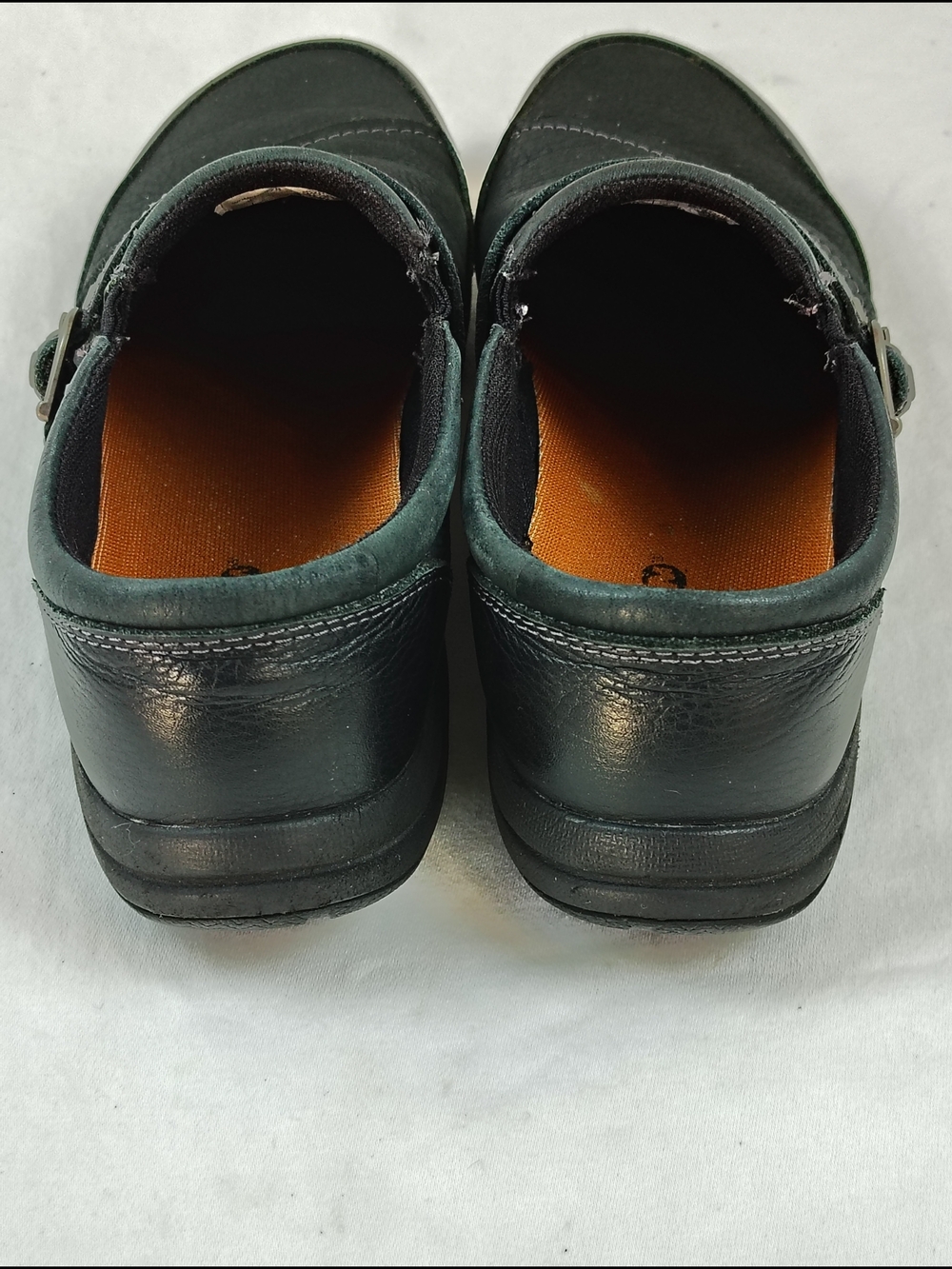 Women's Merrell Black Leather Slip-On Loafers with Orange Insole Size 8.5 - Picture 3 of 7